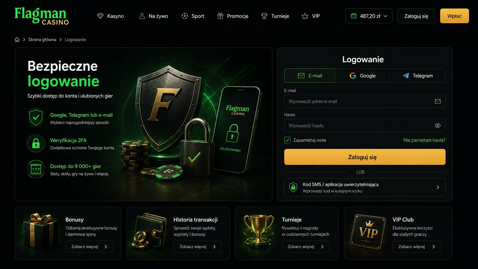 Opcje Flagman Casino logowanie na różnych urządzeniach