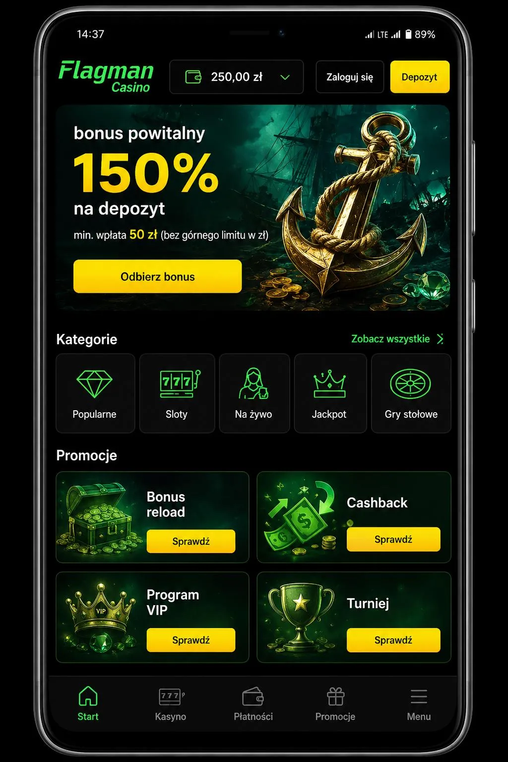 Aplikacja mobilna Flagman Casino