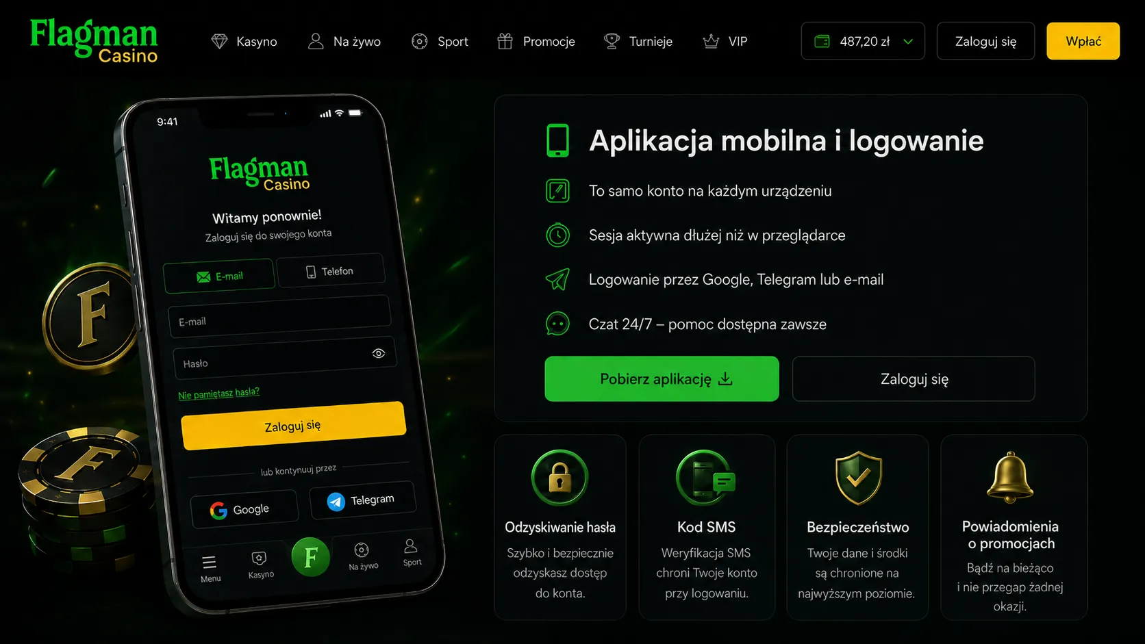 Flagman Casino logowanie na urządzeniach mobilnych